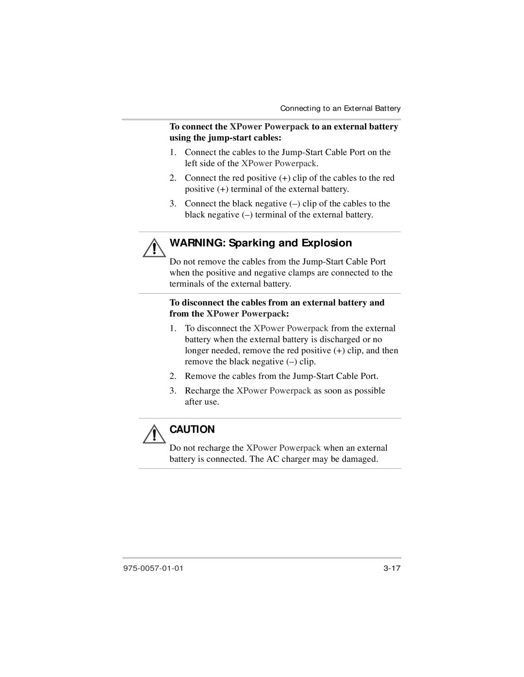 Xantrex Technology 975-0057-01-01 warranty Connecting to an External Battery 