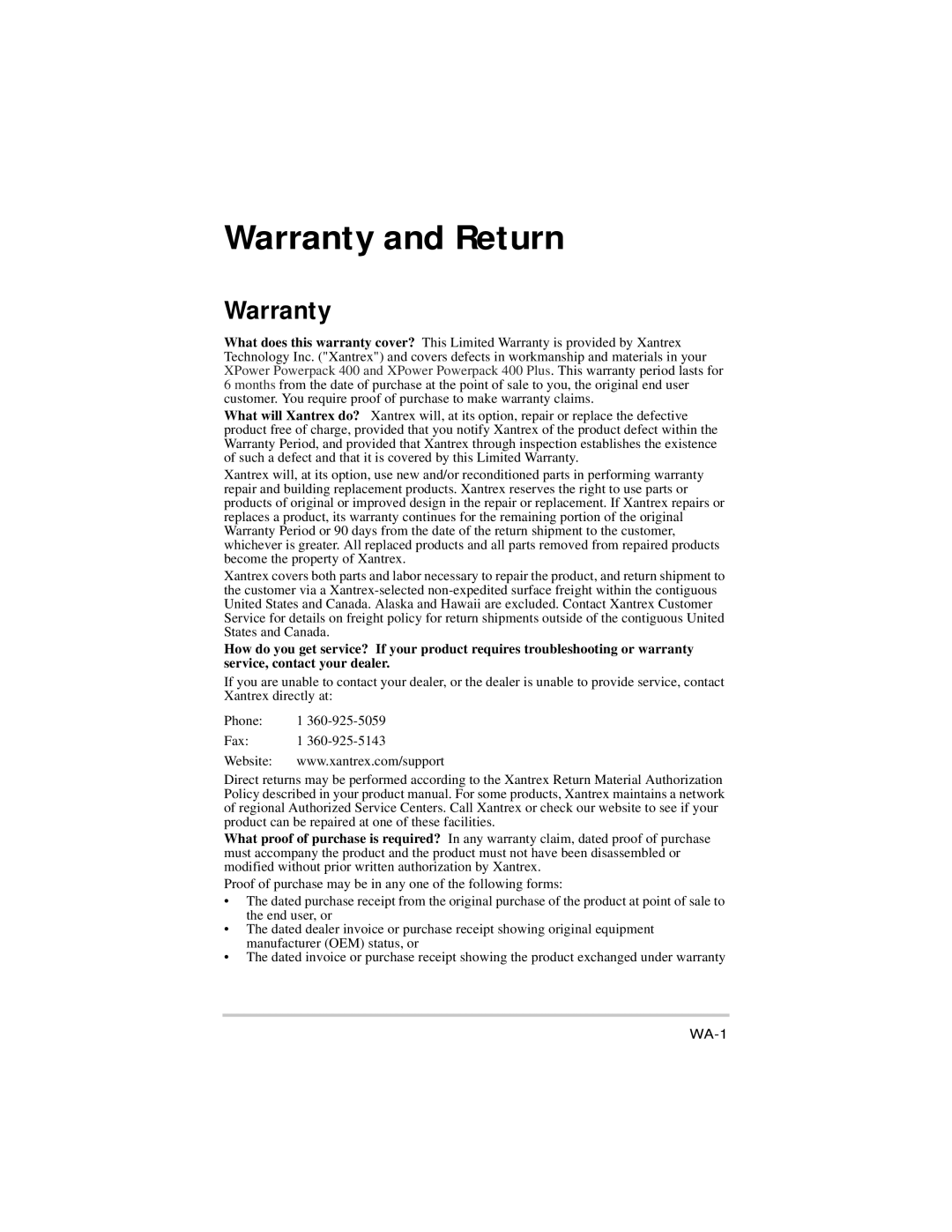 Xantrex Technology 975-0057-01-01 warranty Warranty and Return 