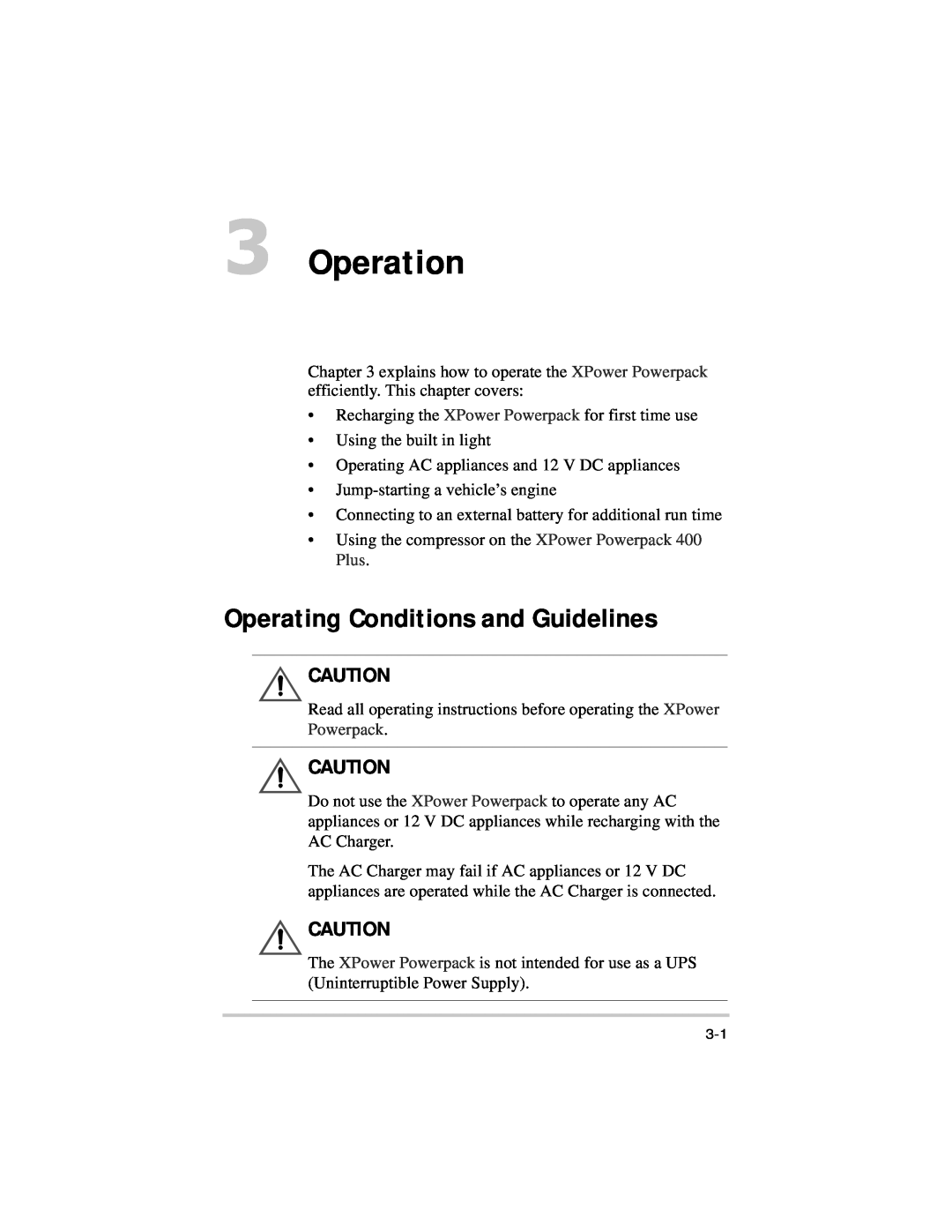 Xantrex Technology 975-0057-01-01 warranty Operation, Operating Conditions and Guidelines 