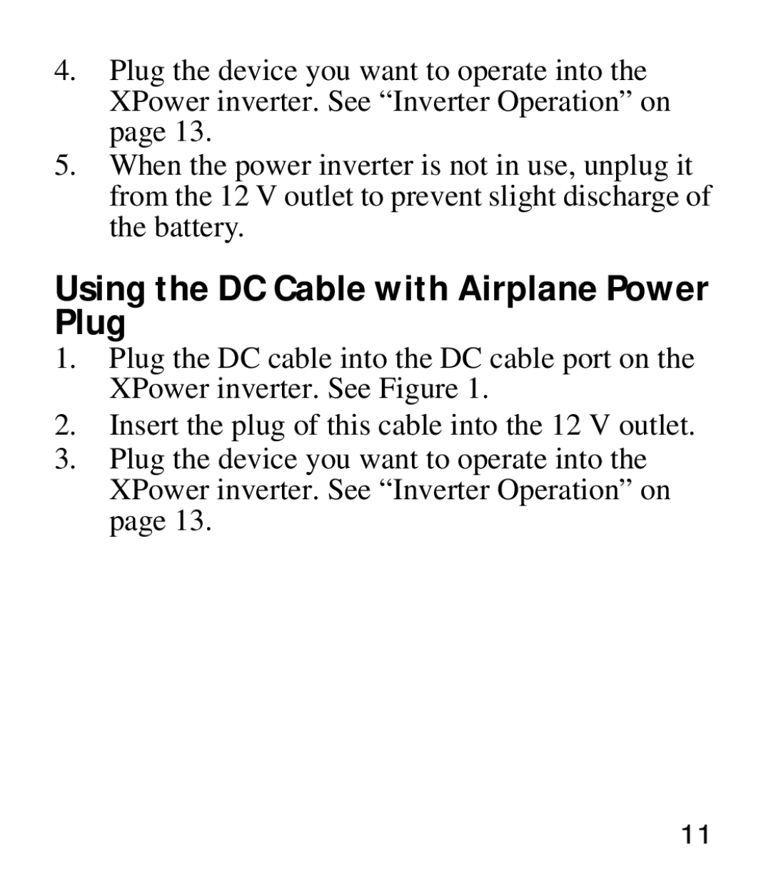 Xantrex Technology 975-0205-01-01 manual Using the DC Cable with Airplane Power Plug 