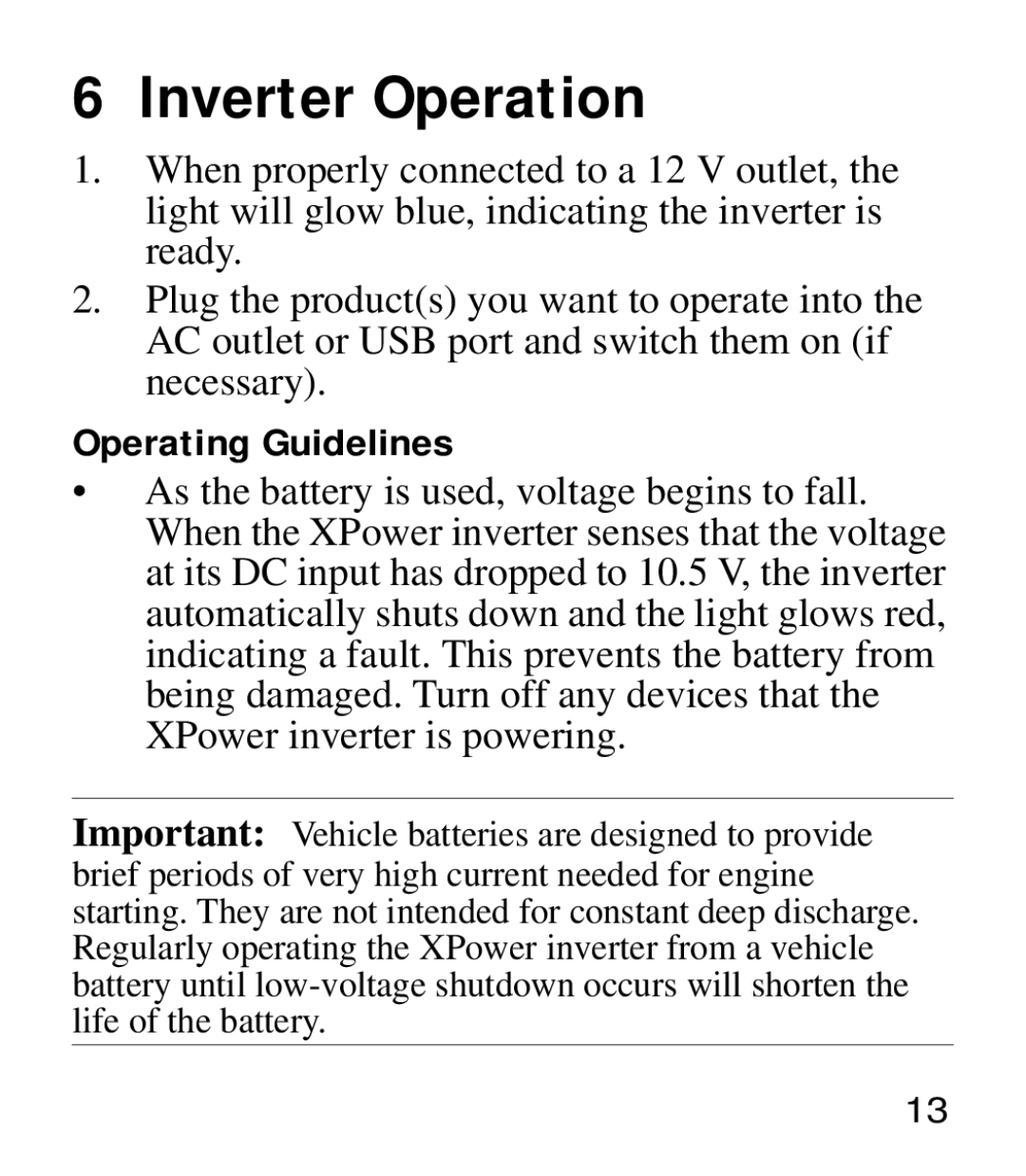 Xantrex Technology 975-0205-01-01 manual Inverter Operation, Operating Guidelines 