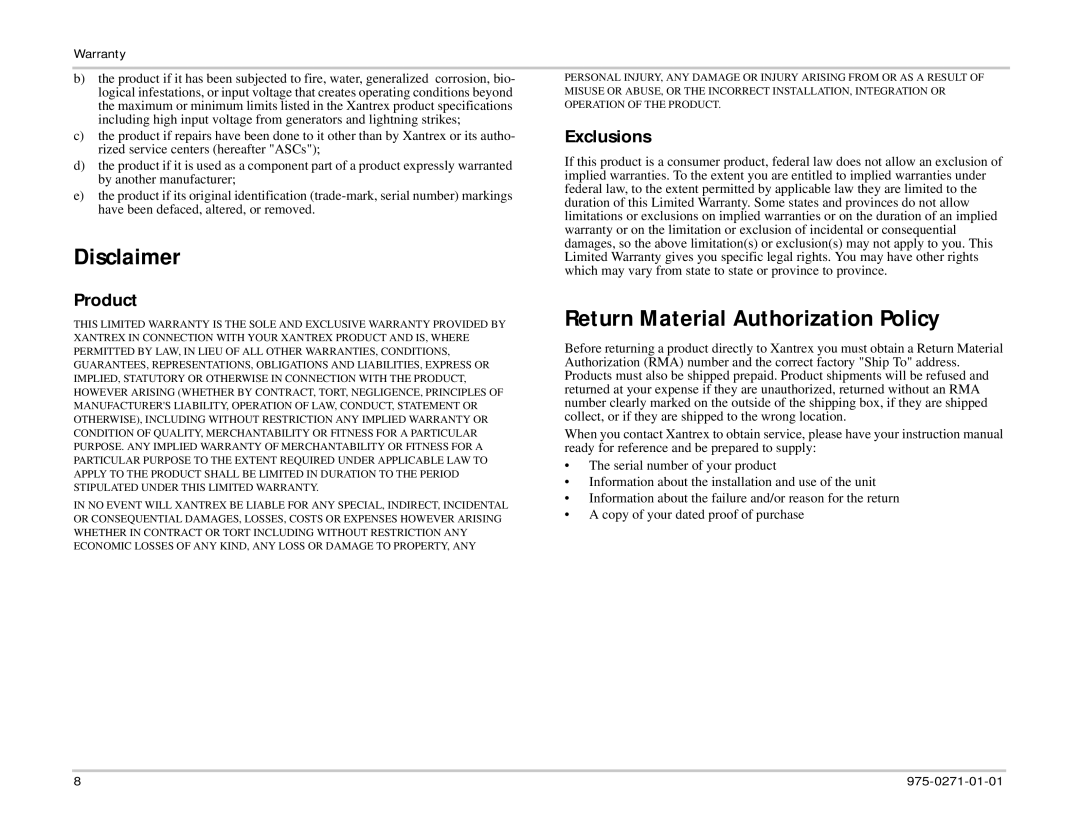 Xantrex Technology 975-0271-01-01 1 important safety instructions Disclaimer 