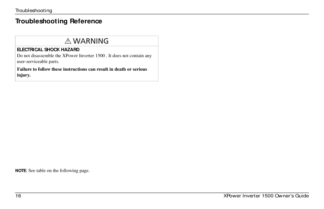 Xantrex Technology 975-0558-01-01 i manual Troubleshooting Reference 