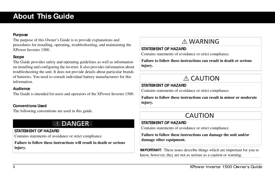 Xantrex Technology 975-0558-01-01 i manual About This Guide, Purpose 