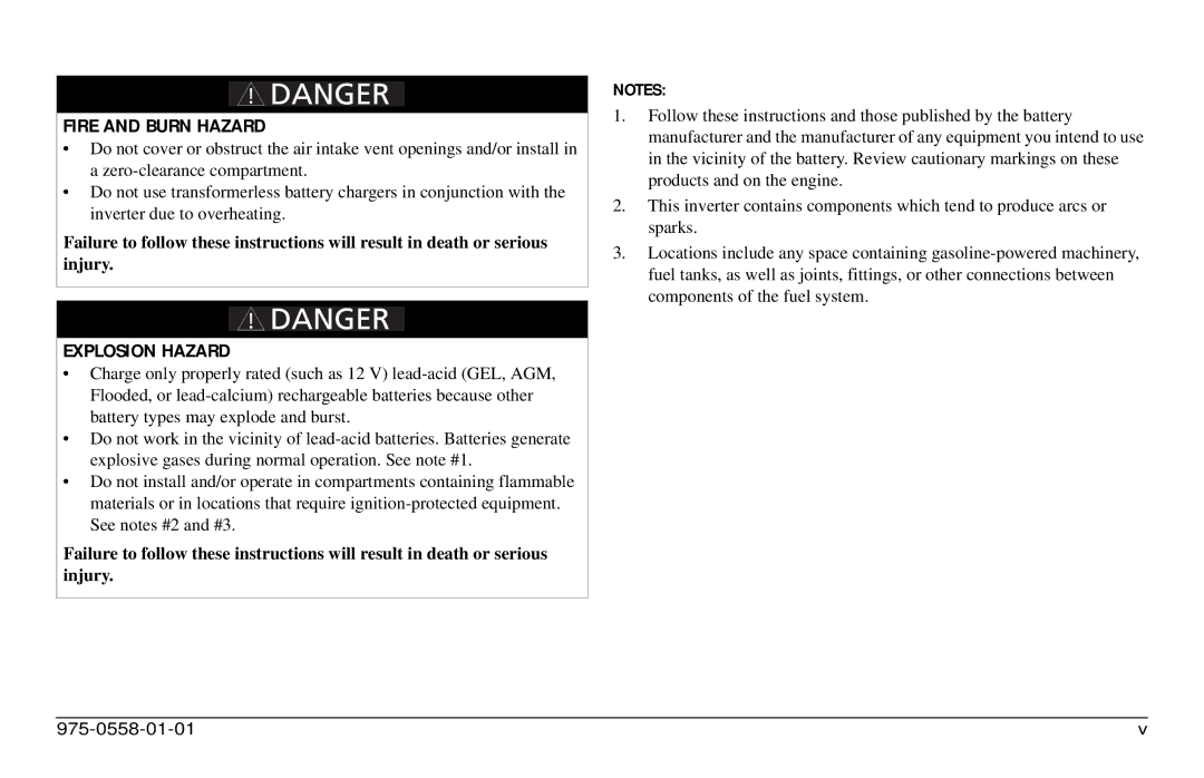 Xantrex Technology 975-0558-01-01 i manual Fire and Burn Hazard 