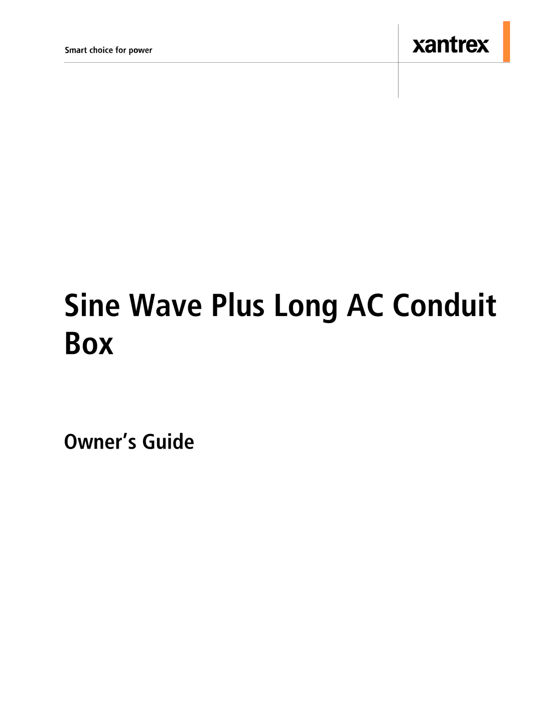 Xantrex Technology ACCB-L-L1 manual Sine Wave Plus Long AC Conduit Box 