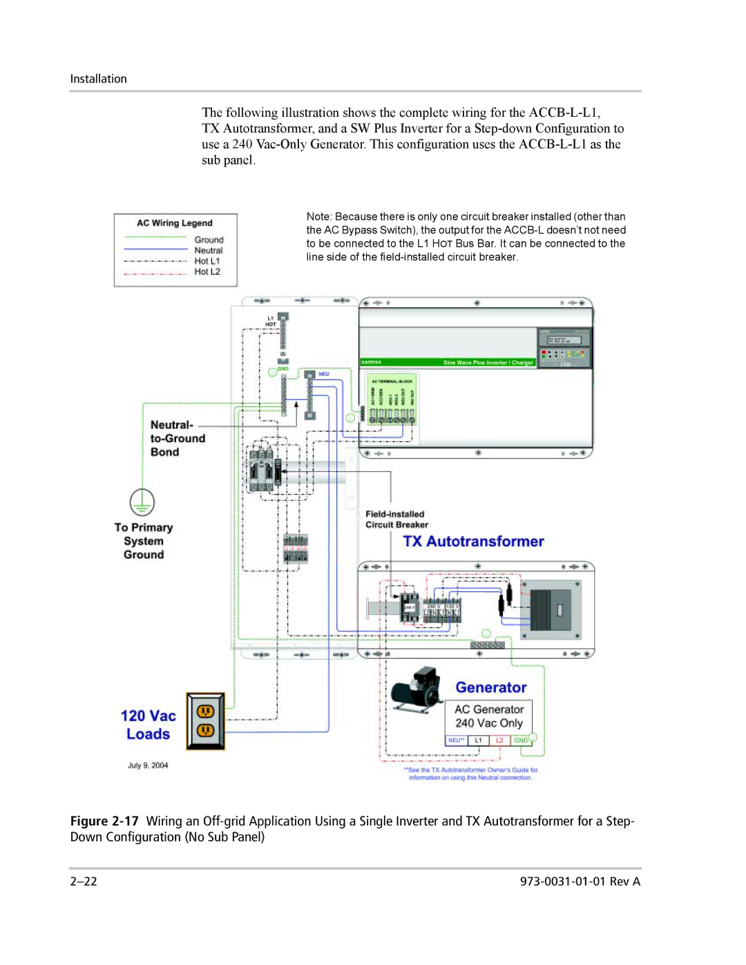 Xantrex Technology ACCB-L-L1 manual Installation 