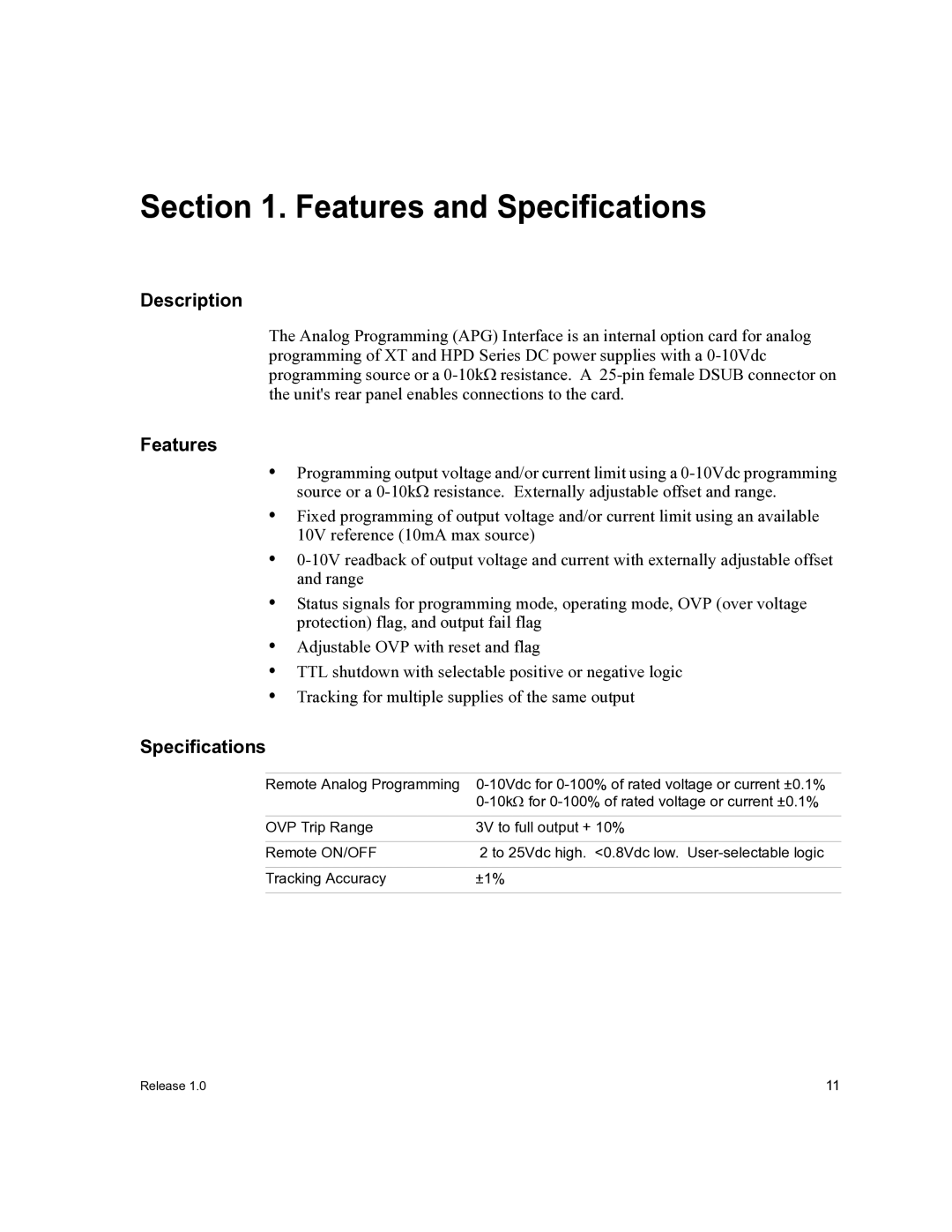 Xantrex Technology APG-XT, APG-HPD manual Description, Features, Specifications 