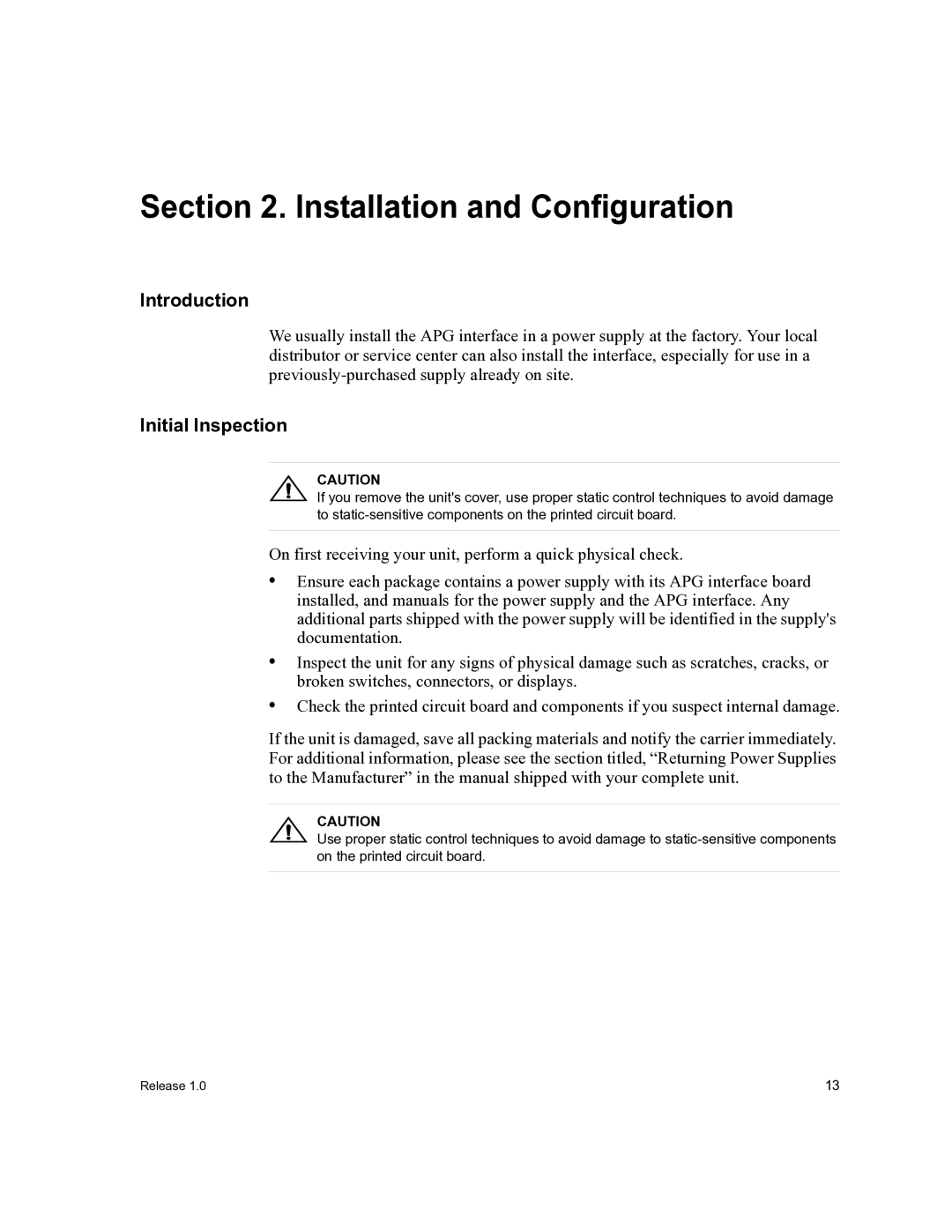 Xantrex Technology APG-XT, APG-HPD manual Introduction, Initial Inspection 