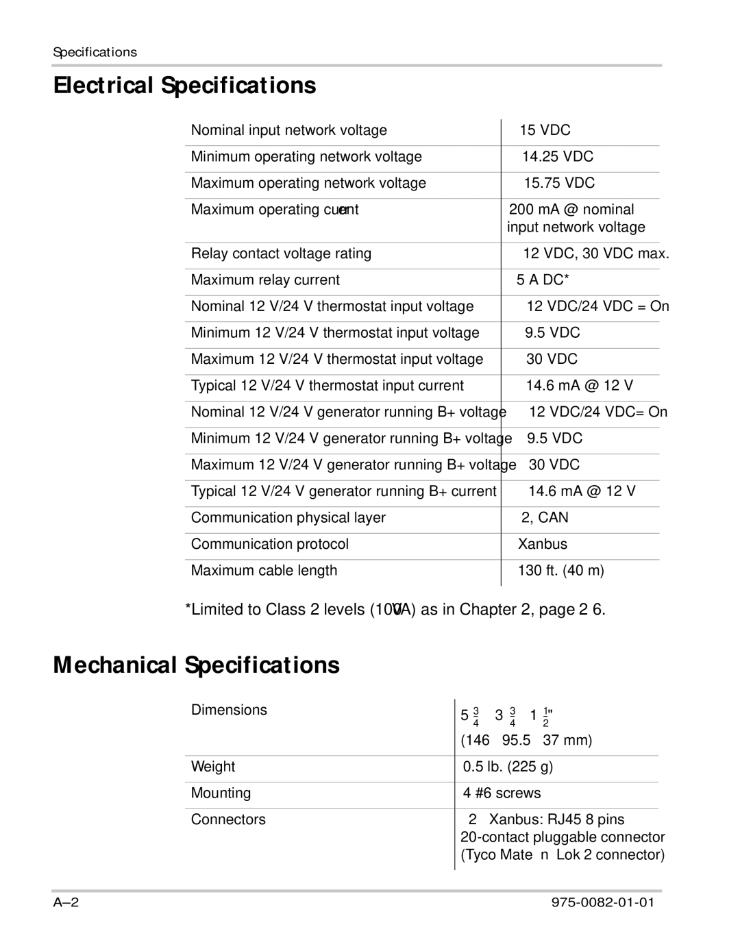 Xantrex Technology Automatic Generator manual Electrical Specifications, Mechanical Specifications 