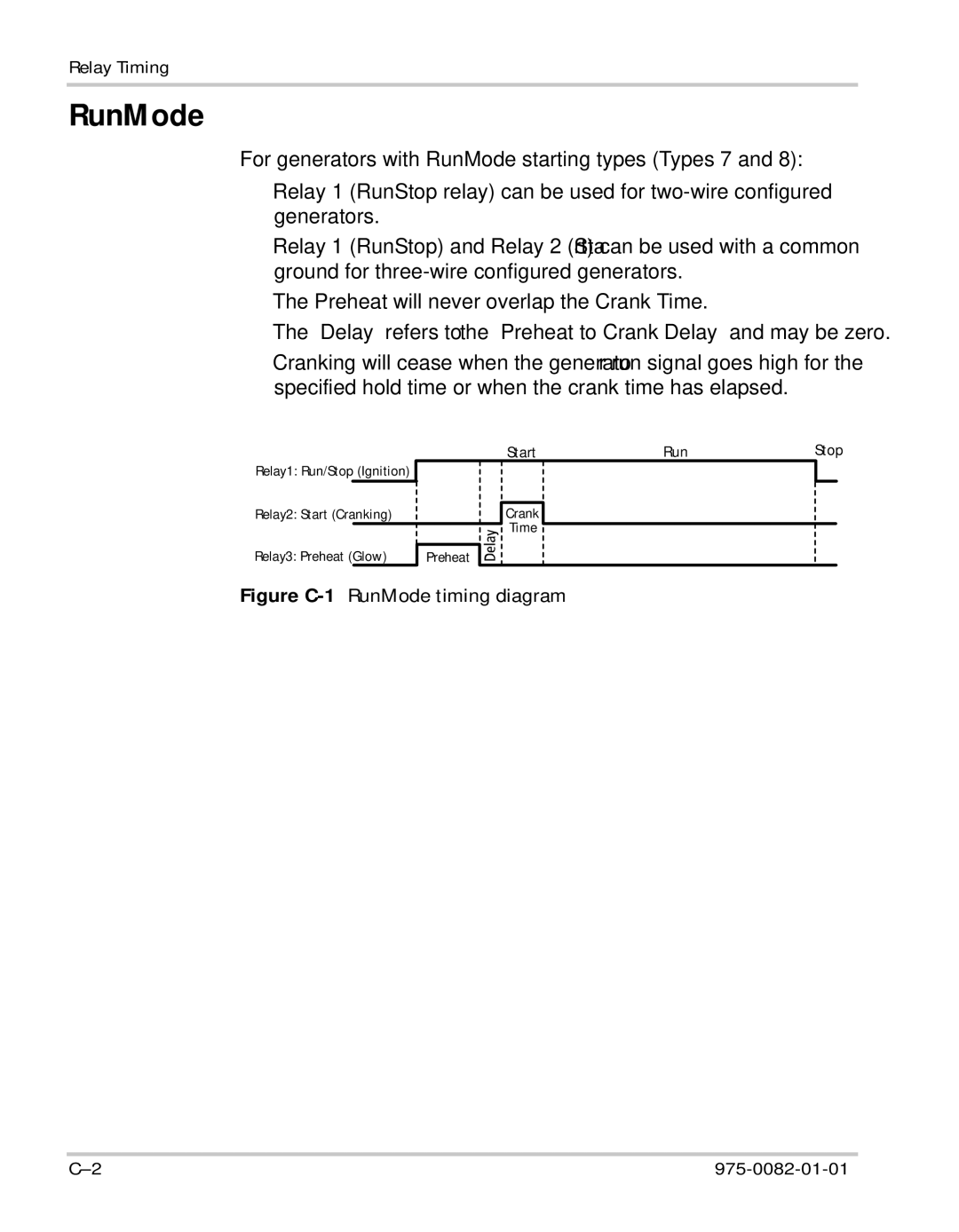 Xantrex Technology Automatic Generator manual Figure C-1RunMode timing diagram 