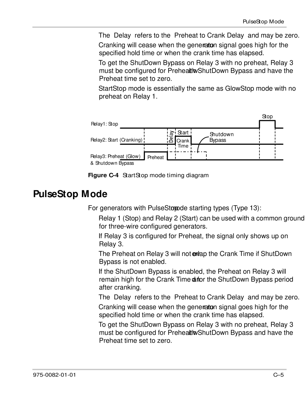 Xantrex Technology Automatic Generator manual PulseStop Mode, Figure C-4StartStop mode timing diagram 