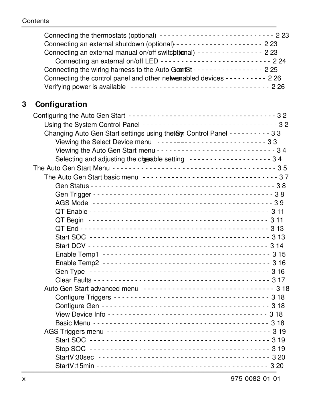 Xantrex Technology Automatic Generator manual Configuration 