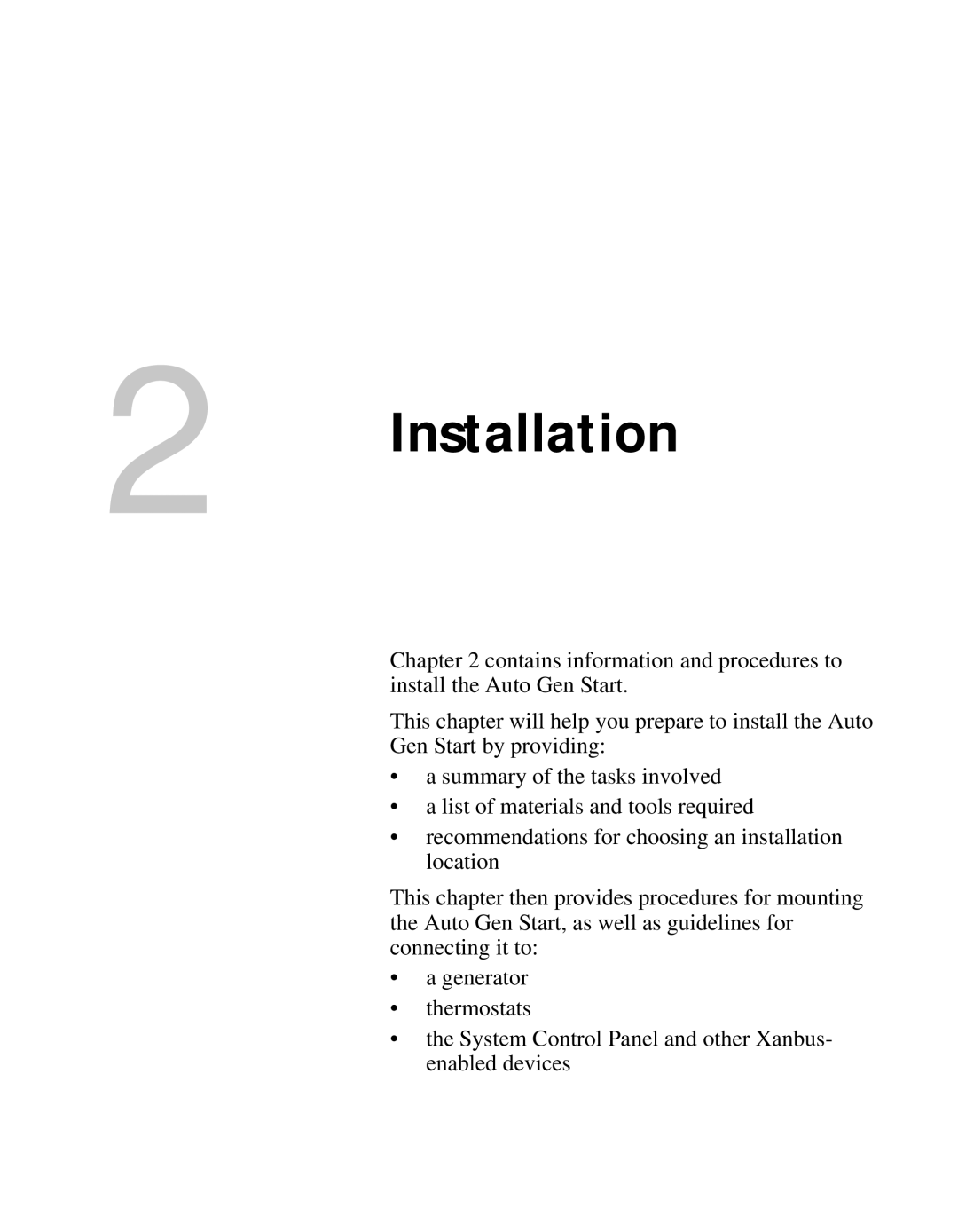 Xantrex Technology Automatic Generator manual Installation 