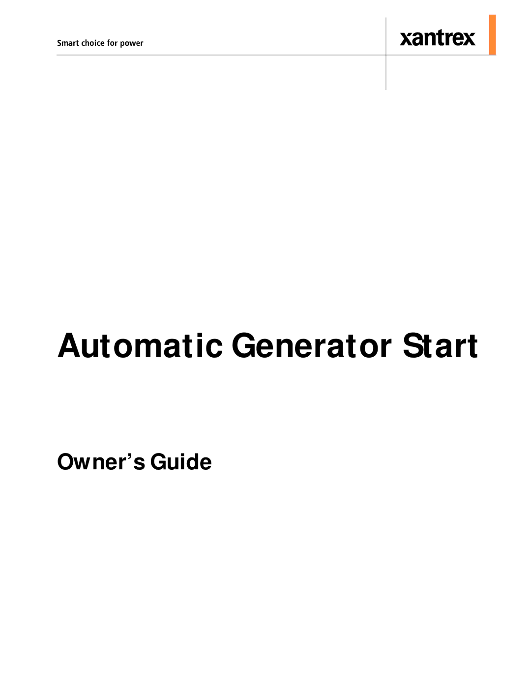 Xantrex Technology manual Automatic Generator Start 