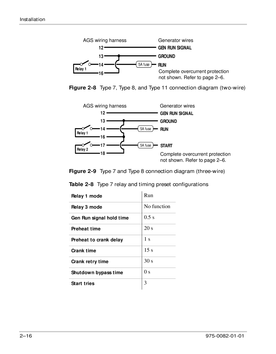 Xantrex Technology Automatic Generator manual Type 7 relay and timing preset configurations 