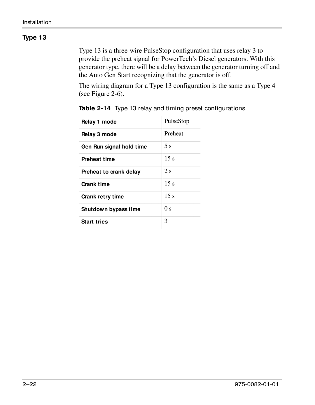 Xantrex Technology Automatic Generator manual 14Type 13 relay and timing preset configurations 