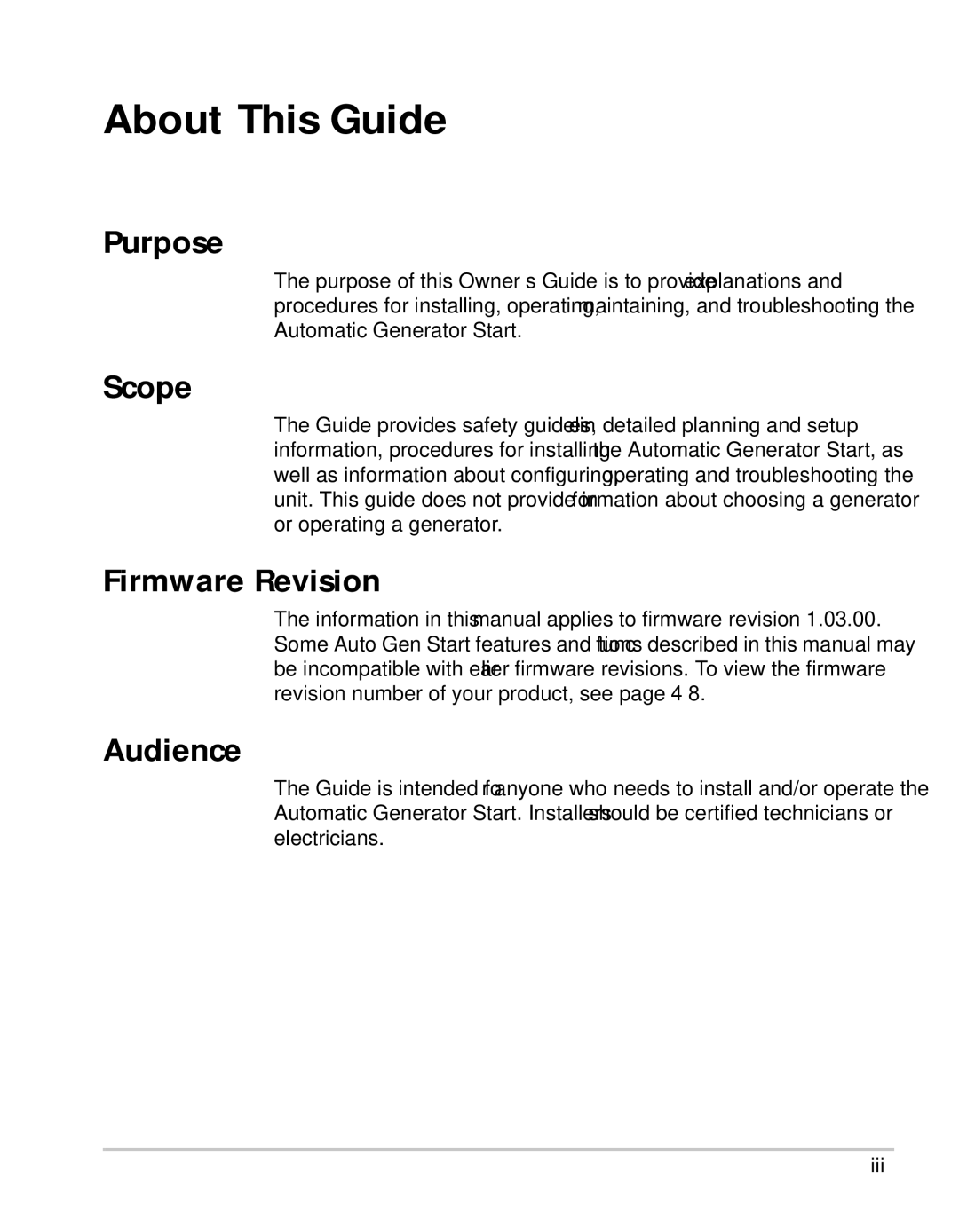 Xantrex Technology Automatic Generator manual Purpose, Scope, Firmware Revision, Audience 