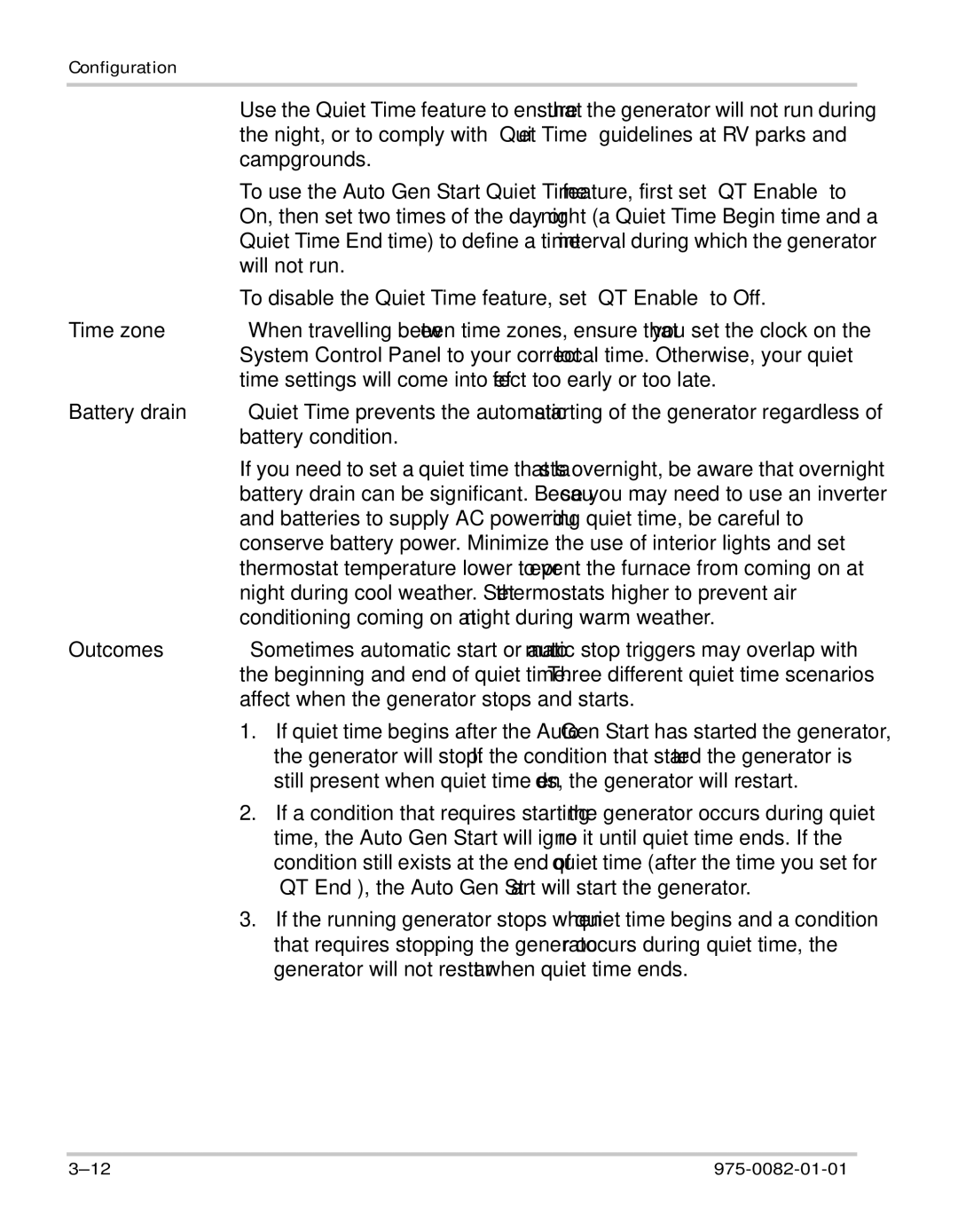 Xantrex Technology Automatic Generator manual Night, or to comply with Quiet Time guidelines at RV parks 