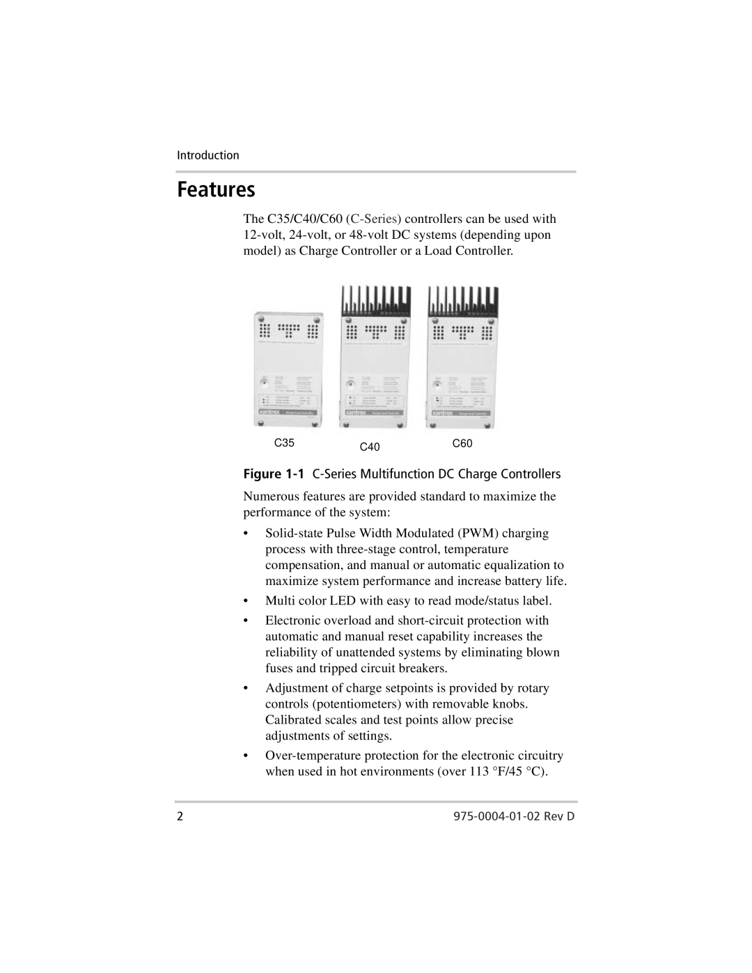 Xantrex Technology C40, C35, C60 owner manual Features, 1C-Series Multifunction DC Charge Controllers 