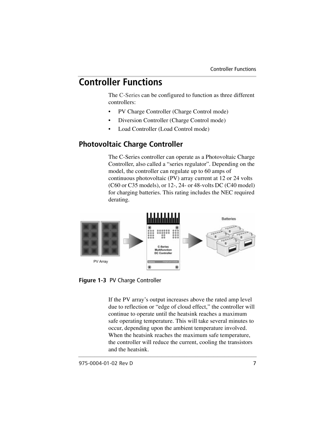 Xantrex Technology C35, C40, C60 owner manual Controller Functions, Photovoltaic Charge Controller 