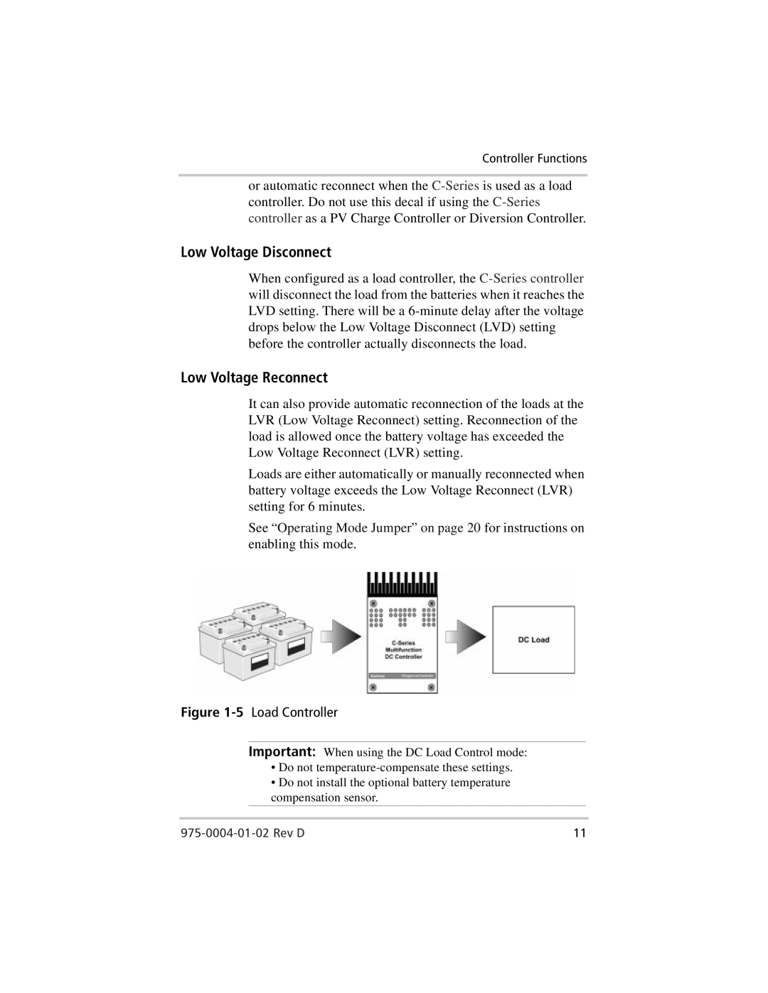 Xantrex Technology C40, C35, C60 owner manual Low Voltage Disconnect, Low Voltage Reconnect 