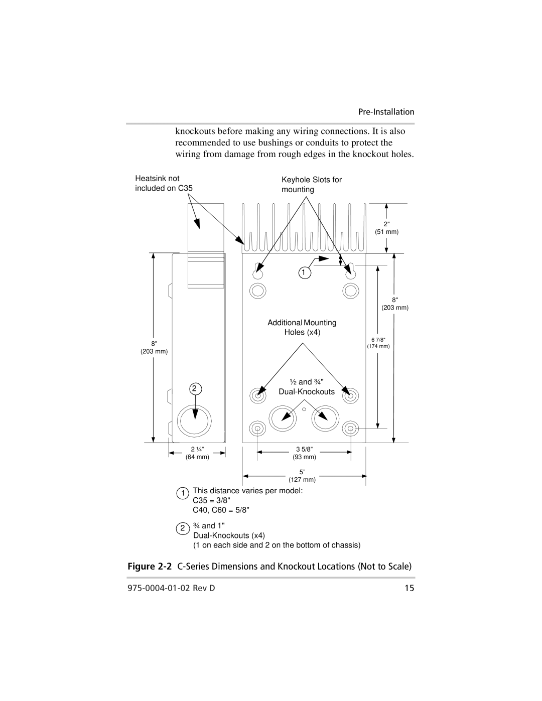 Xantrex Technology C60, C35, C40 owner manual 2C-Series Dimensions and Knockout Locations Not to Scale 