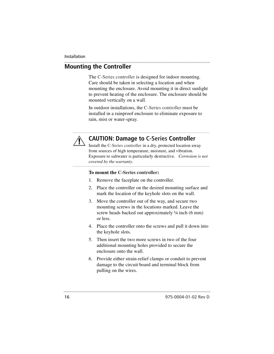 Xantrex Technology C35, C40, C60 owner manual Mounting the Controller, To mount the C-Series controller 