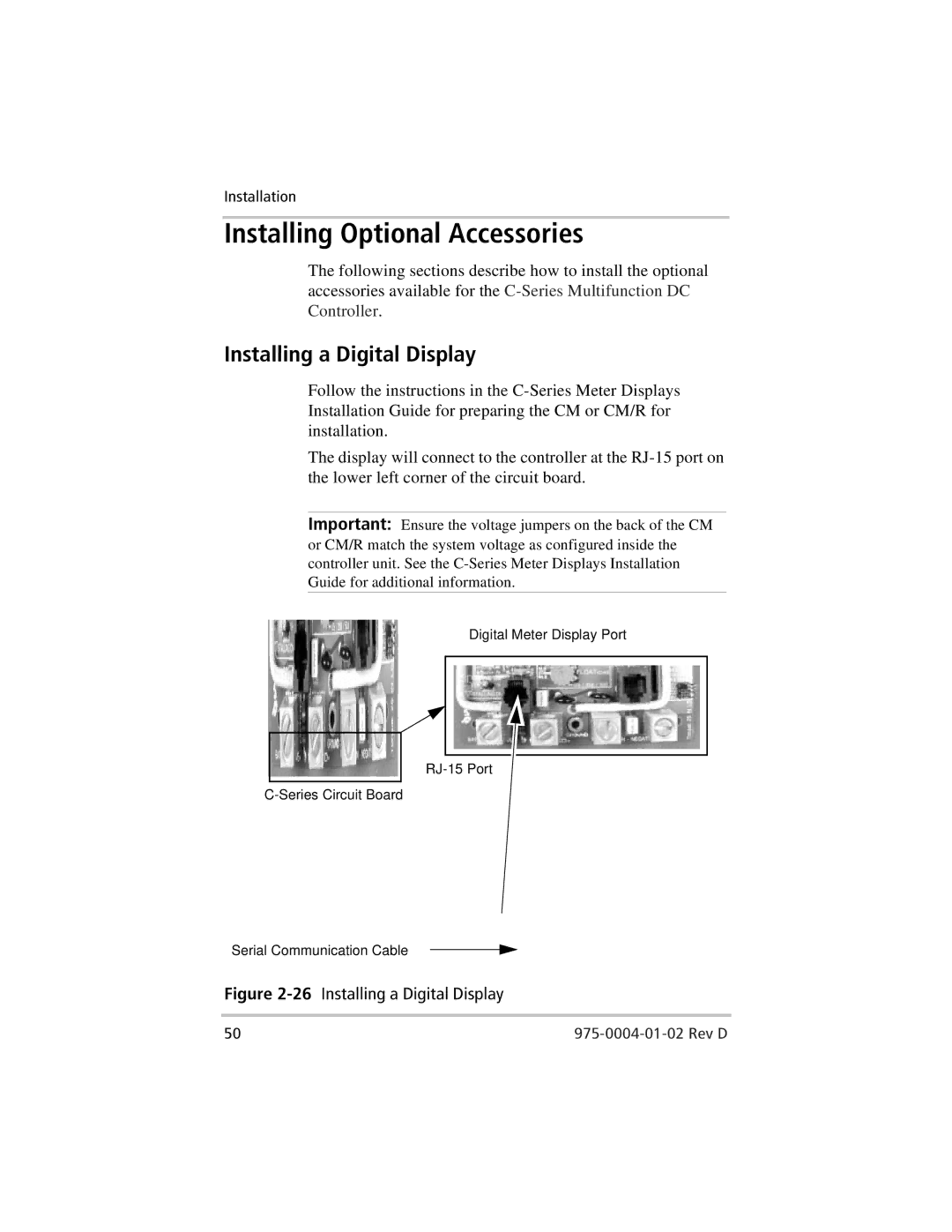 Xantrex Technology C40, C35, C60 owner manual Installing Optional Accessories, Installing a Digital Display 