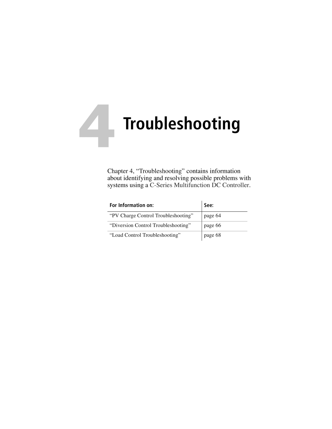 Xantrex Technology C60, C35, C40 owner manual 4Troubleshooting 