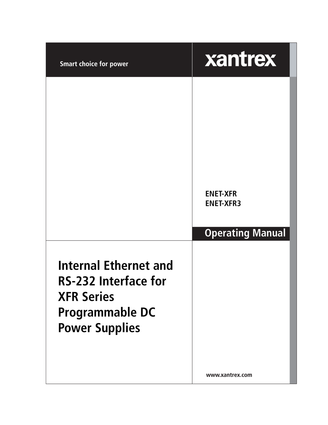 Xantrex Technology ENET-XFR manual Internal Ethernet and RS-232 Interface for XFR Series Programmable DC, Power Supplies 