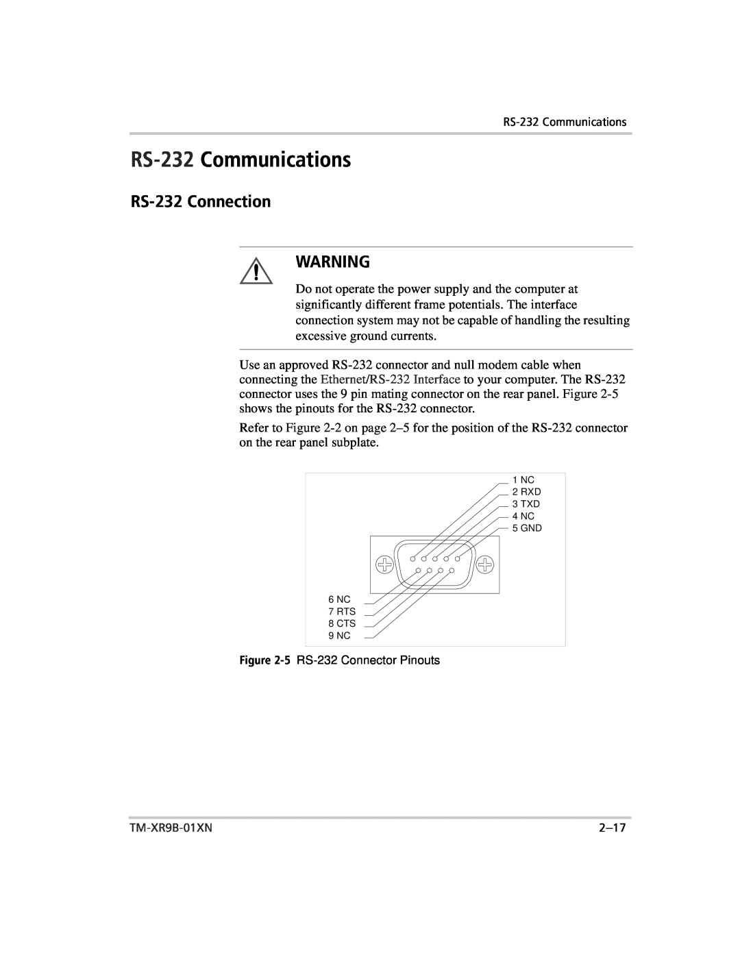 Xantrex Technology ENET-XFR3 manual RS-232 Communications, RS-232 Connection 