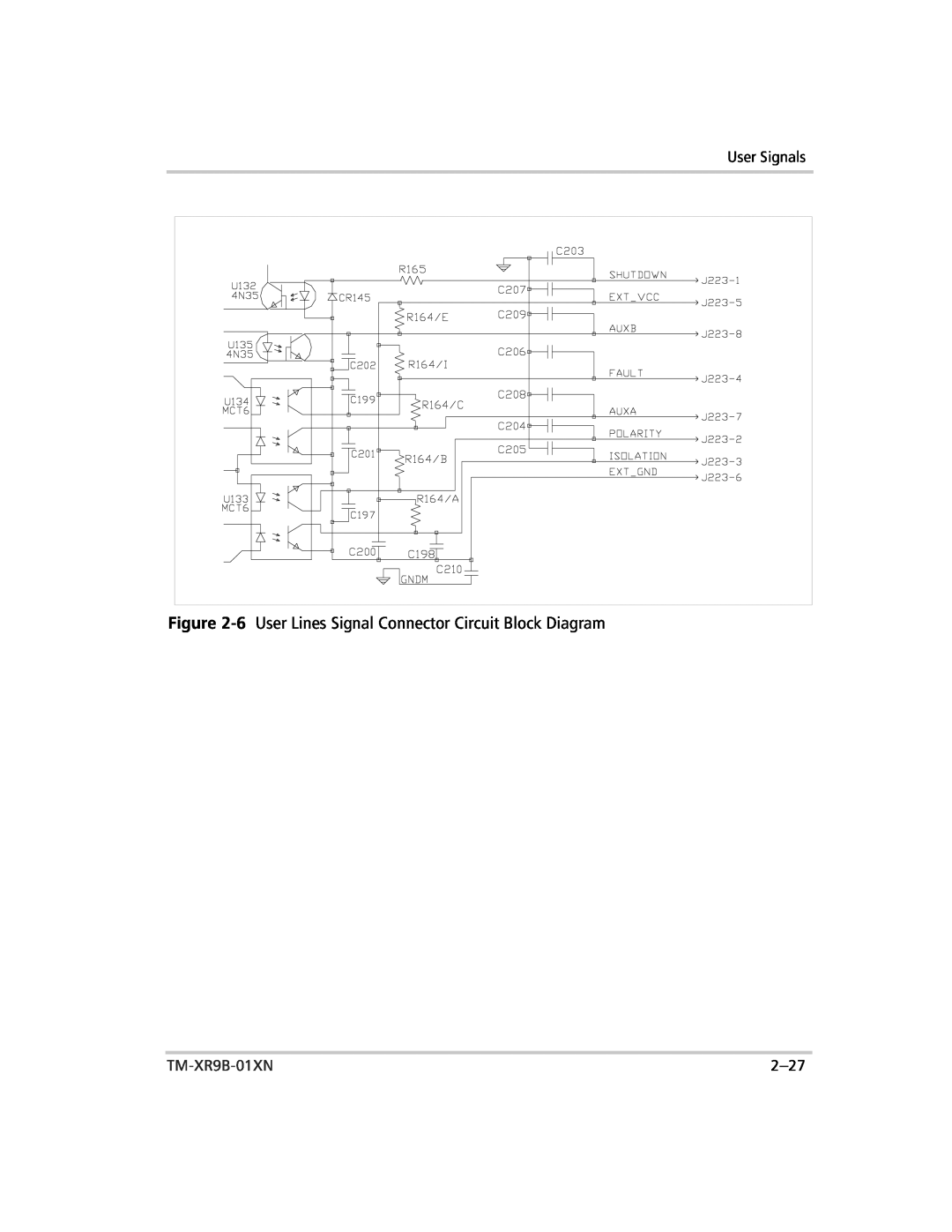 Xantrex Technology ENET-XFR3 manual User Signals, User Lines Signal Connector Circuit Block Diagram, TM-XR9B-01XN, 2-27 
