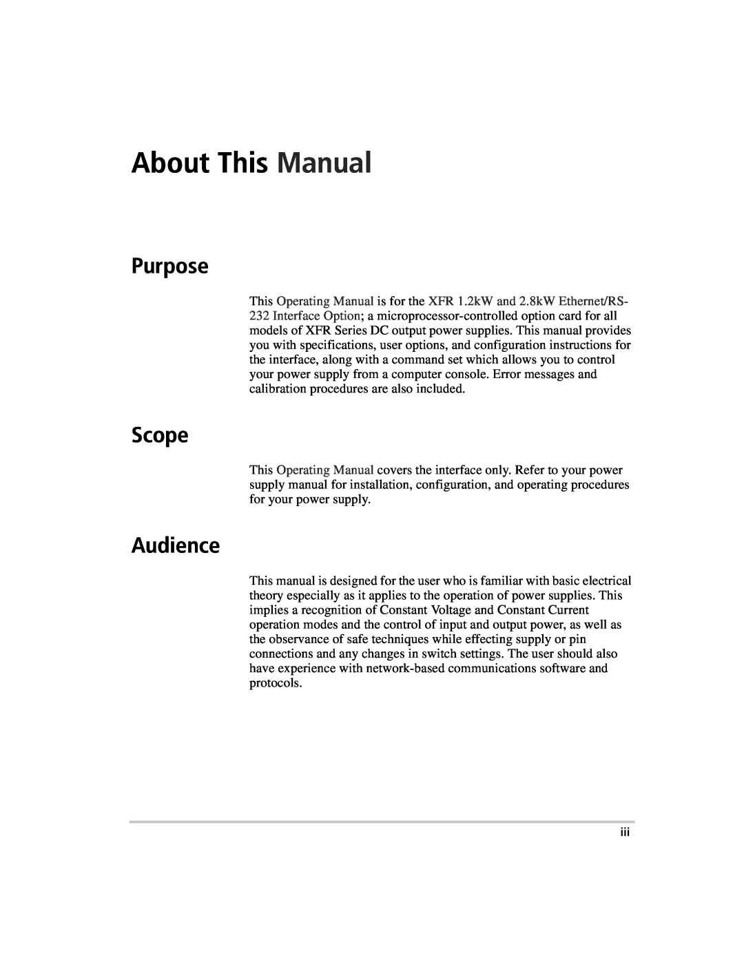 Xantrex Technology ENET-XFR3 manual About This Manual, Purpose, Scope, Audience 