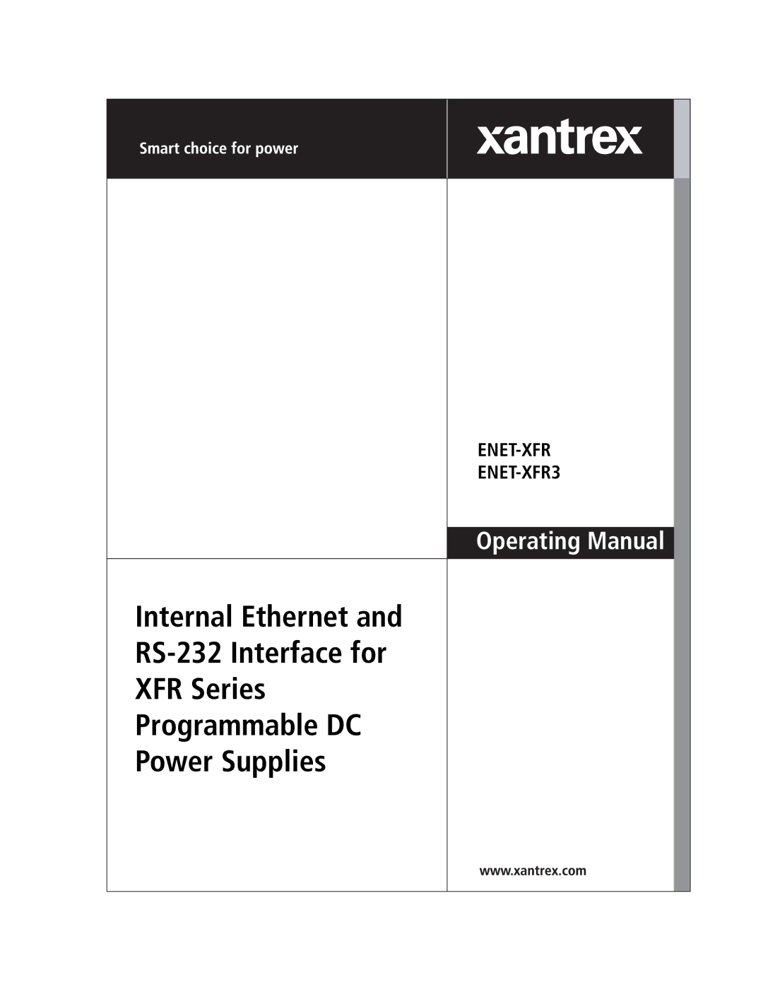 Xantrex Technology ENET-XFR3 manual Operating Manual 