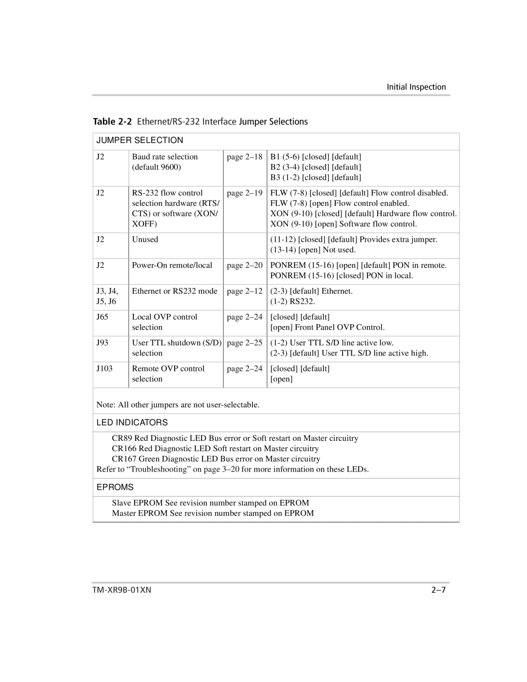 Xantrex Technology ENET-XFR3 manual 2Ethernet/RS-232 Interface Jumper Selections, Xoff 