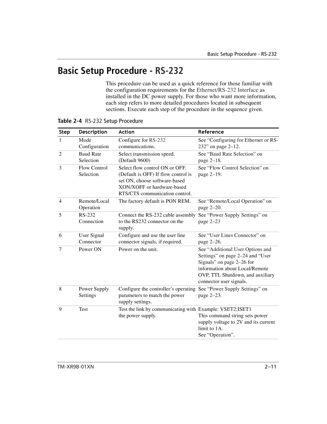 Xantrex Technology ENET-XFR3 manual Basic Setup Procedure RS-232, 1Step 