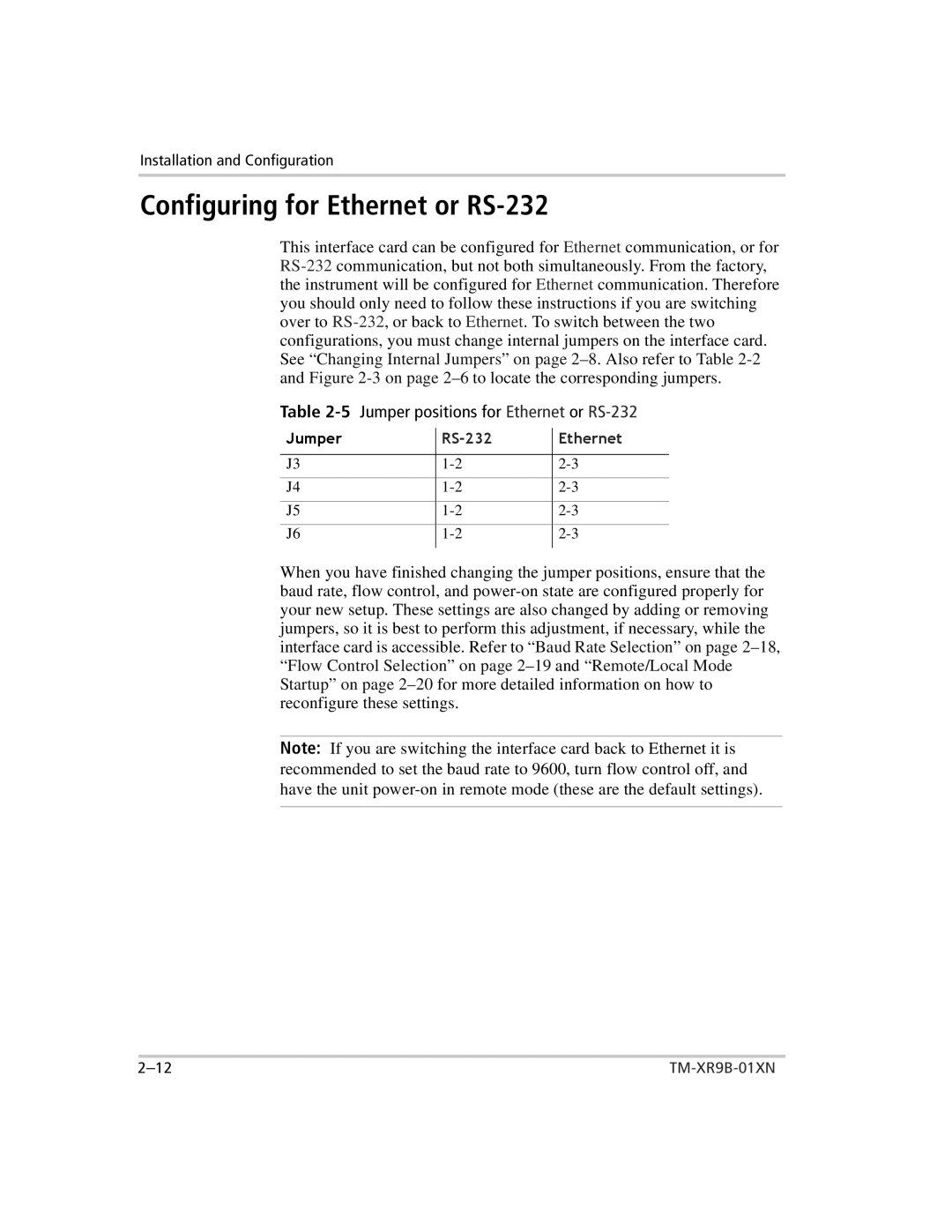 Xantrex Technology ENET-XFR3 manual Configuring for Ethernet or RS-232 