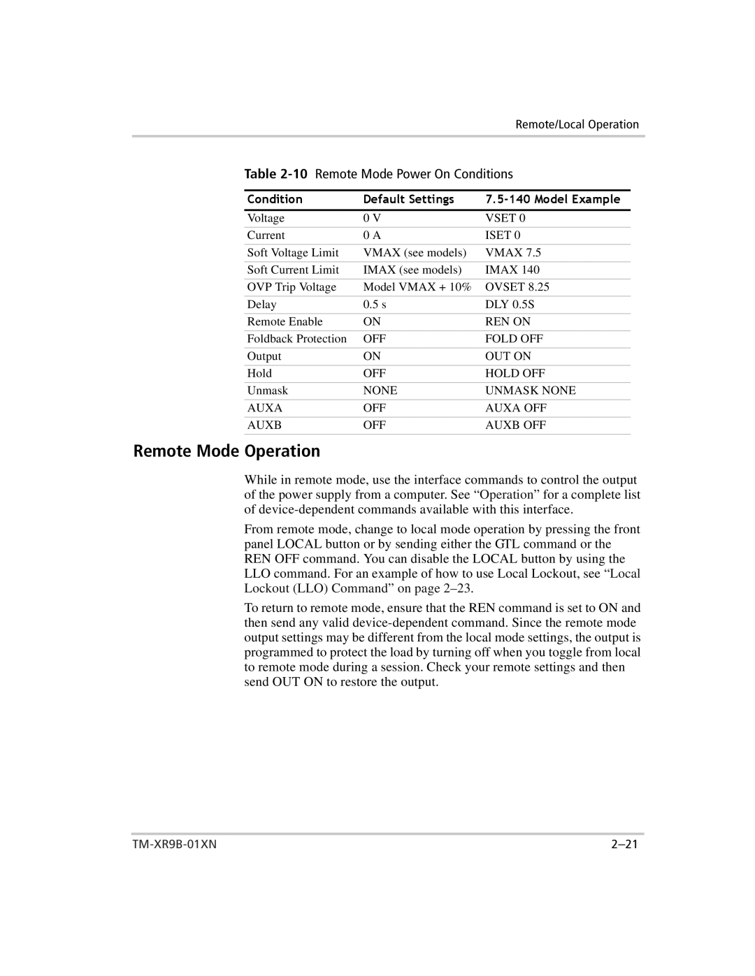 Xantrex Technology ENET-XFR3 manual Remote Mode Operation 