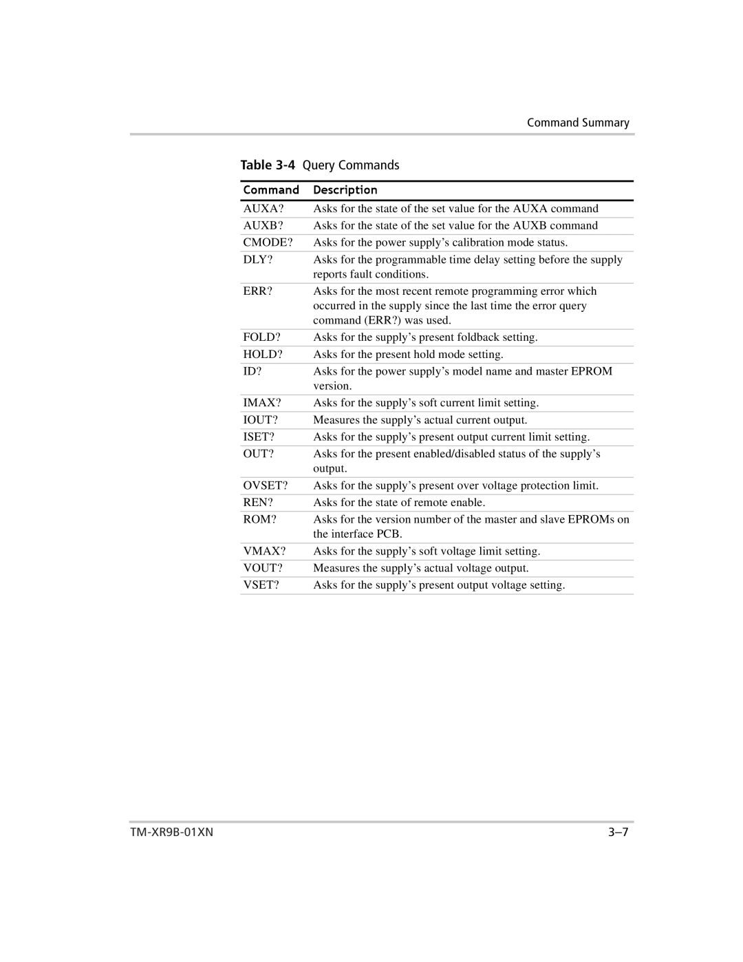 Xantrex Technology ENET-XFR Auxb?, Cmode?, Dly?, Err?, Fold?, Hold?, Id?, Imax?, Iout?, Iset?, Out?, Ovset?, Ren?, Rom? 