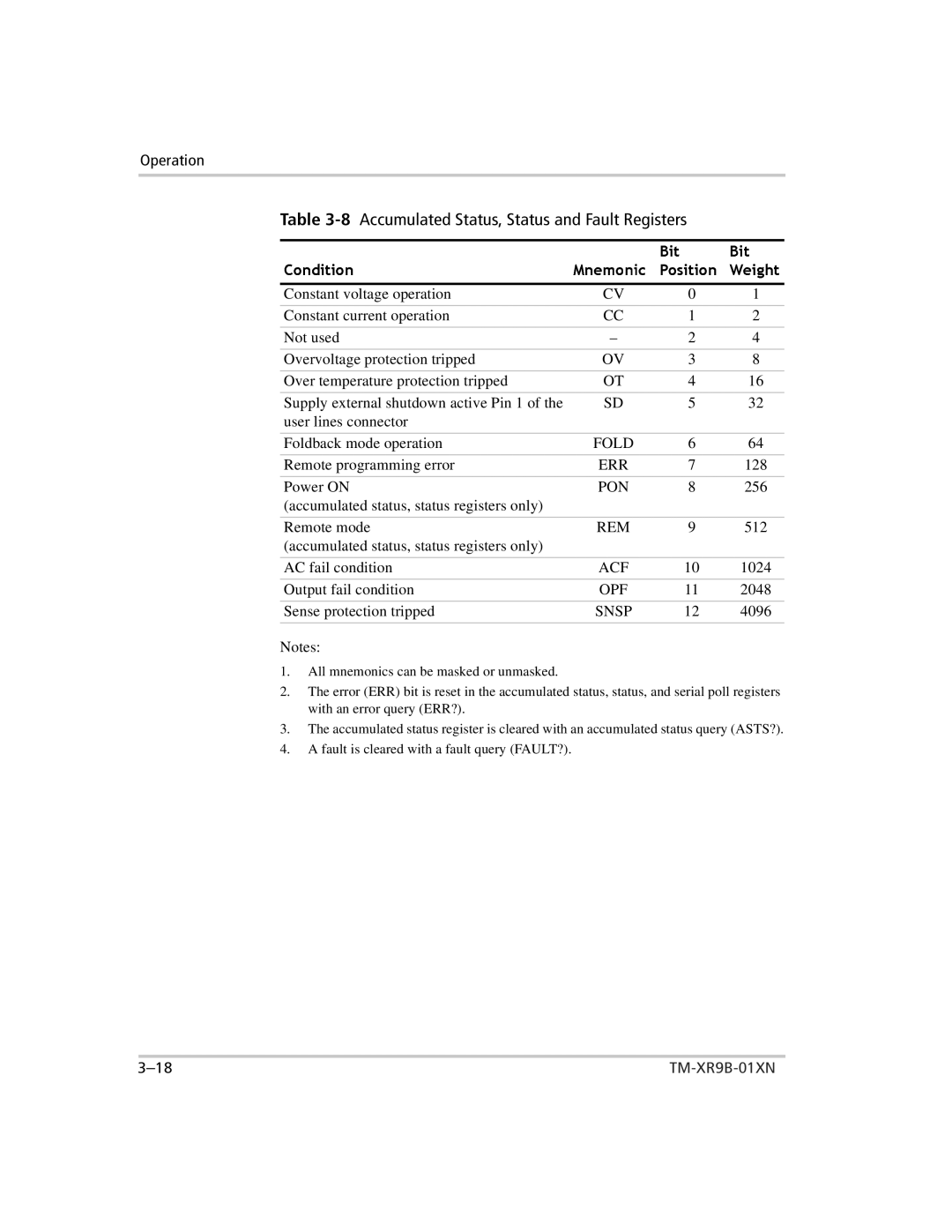 Xantrex Technology ENET-XFR3 manual Pon, Rem, Acf, Opf, Snsp 