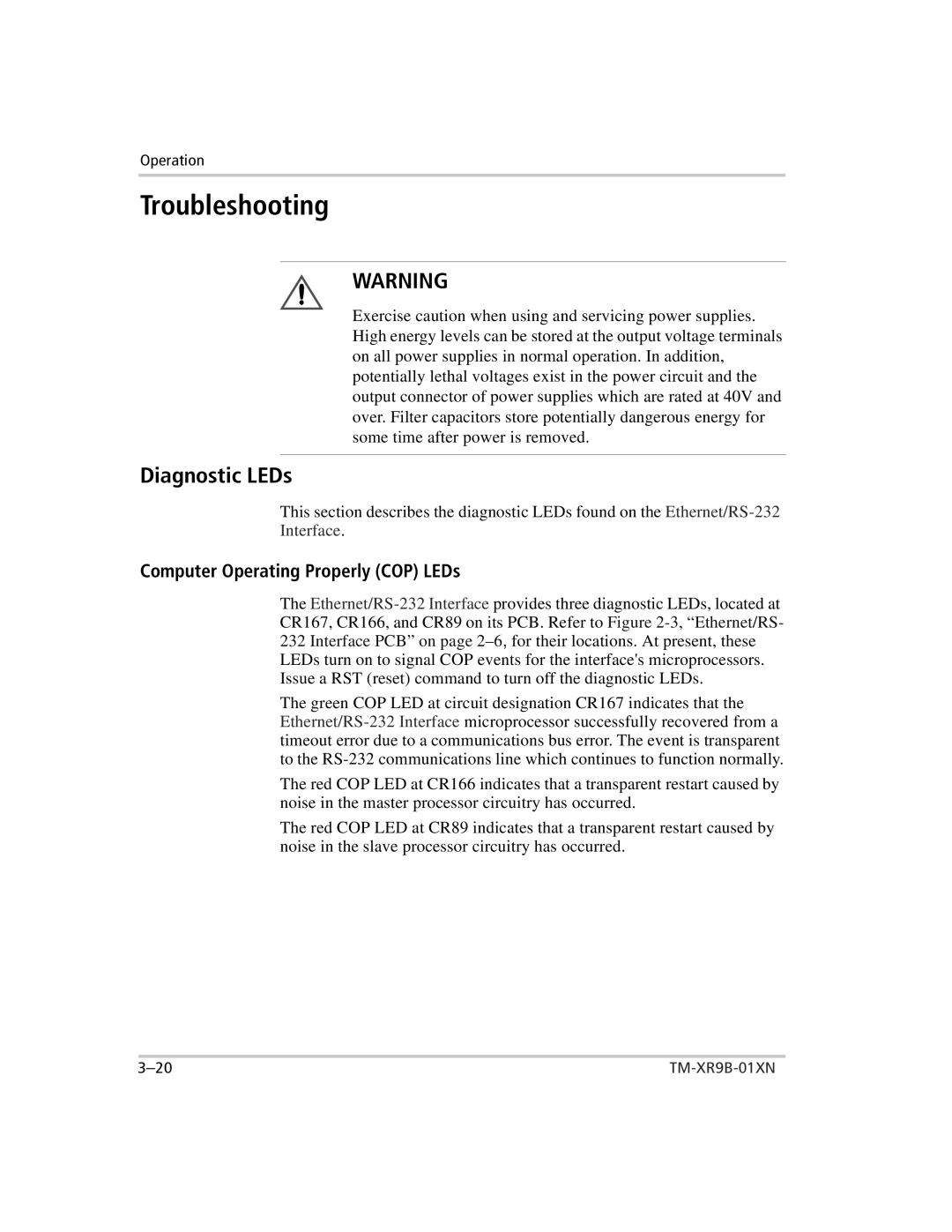 Xantrex Technology ENET-XFR3 manual Troubleshooting, Diagnostic LEDs 