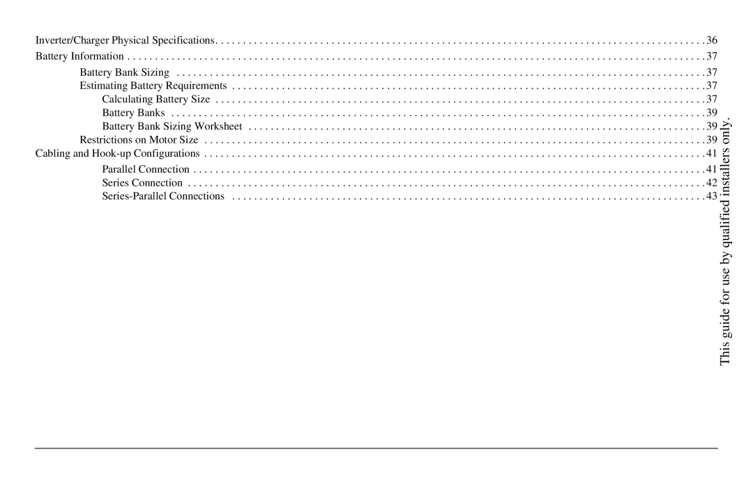 Xantrex Technology Freedom SW 2000 user service Cabling and Hook-up Configurations 