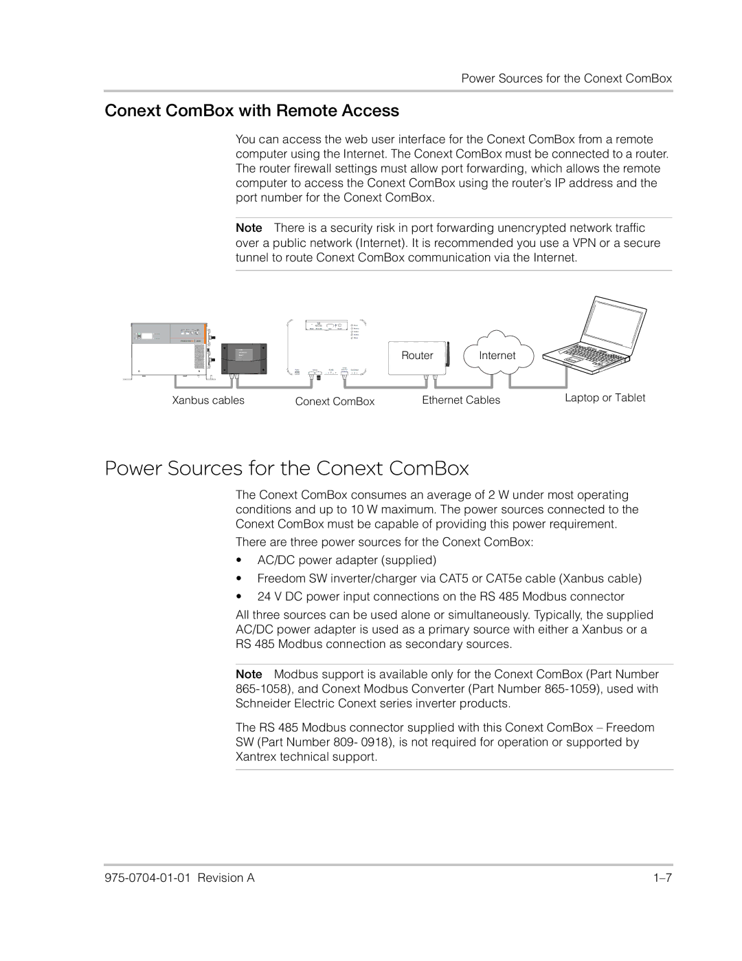 Xantrex Technology Freedom SW Series manual Power Sources for the Conext ComBox, Conext ComBox with Remote Access 