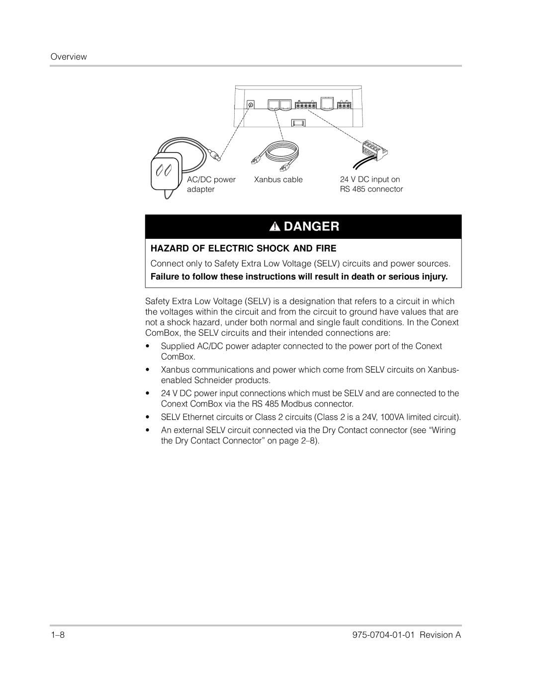 Xantrex Technology Freedom SW Series manual AC/DC power Xanbus cable DC input on Adapter 