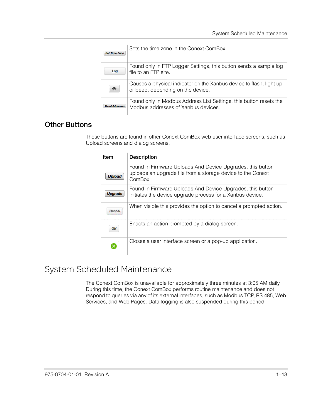 Xantrex Technology Freedom SW Series manual System Scheduled Maintenance, Other Buttons 