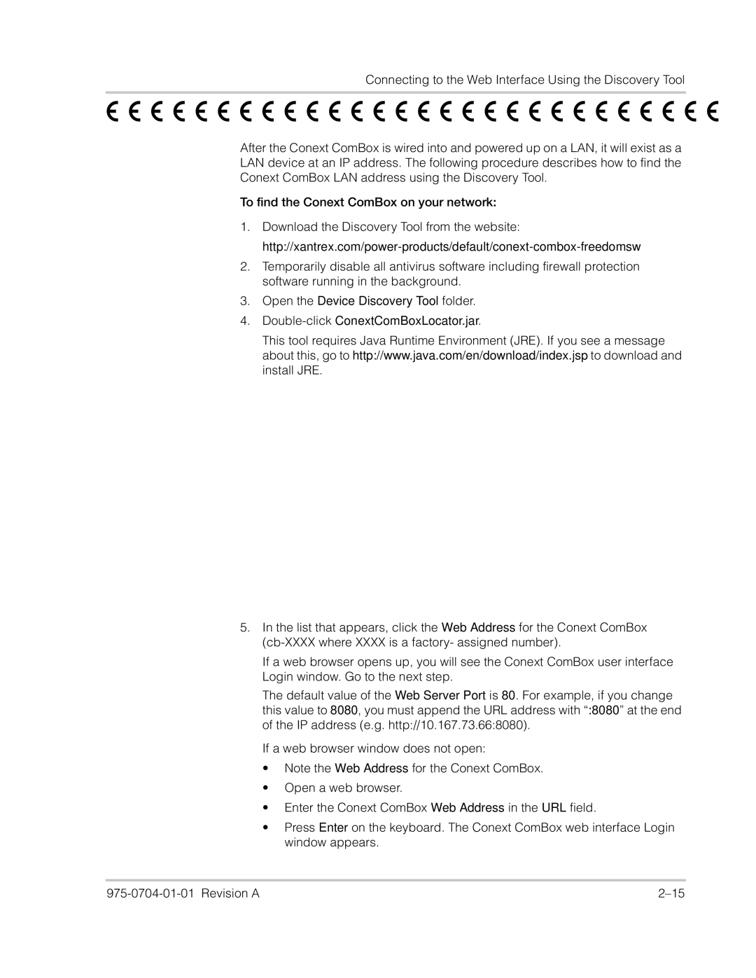 Xantrex Technology Freedom SW Series manual Connecting to the Web Interface Using the Discovery Tool 