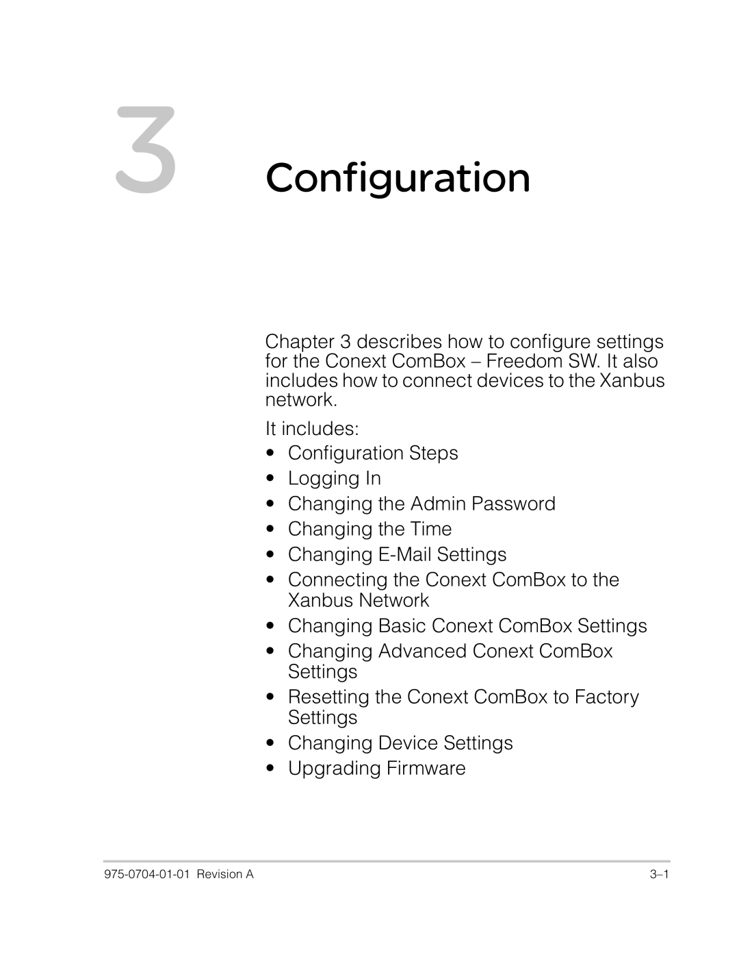 Xantrex Technology Freedom SW Series manual Configuration 