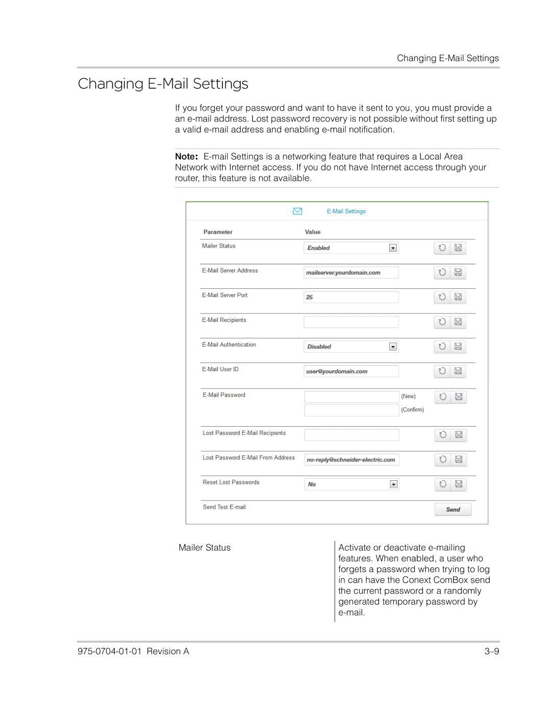 Xantrex Technology Freedom SW Series manual Changing E-Mail Settings 