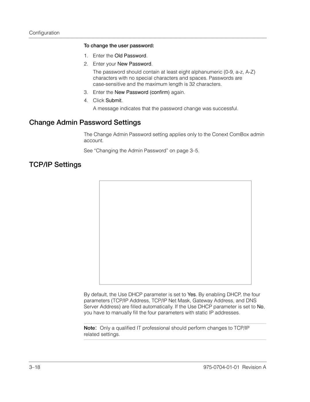 Xantrex Technology Freedom SW Series manual Change Admin Password Settings, TCP/IP Settings 